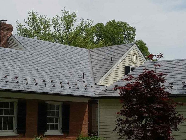 Slate and copper roofing on a historic Pennsylvania building